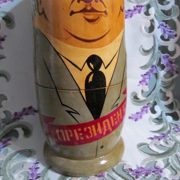 Vintage 5 Russian Political Leaders Wooden Matryoshka (nesting) Dolls Gorbachev - Picture 4 of 16